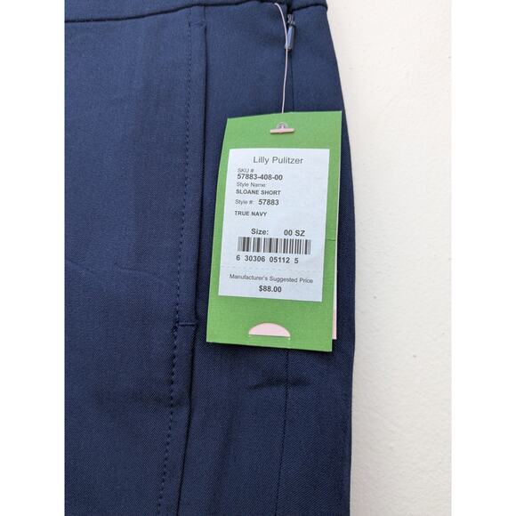 Lilly Pulitzer Women's Mini Shorts Sloan Navy Blue Side Zip Size 00 NWT - Picture 3 of 11